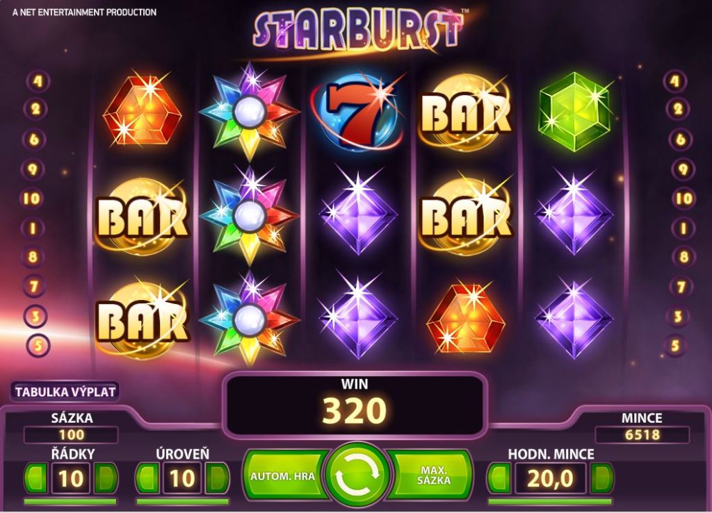 Bohemia casino výhra na Starburst
